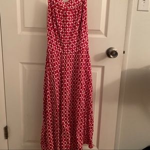 Red dress with white markings